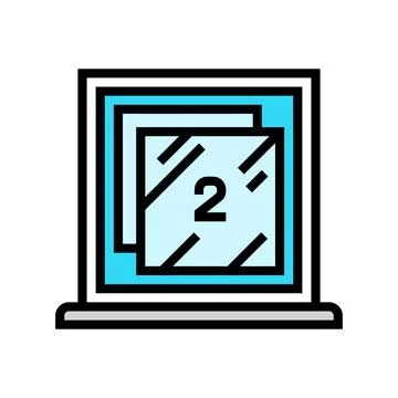 Double pane windows energy conservation color icon vector illustration Stock Illustration