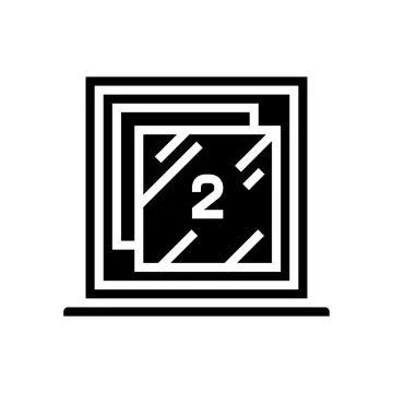 Double pane windows energy conservation glyph icon vector illustration Ilustración de archivo