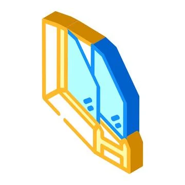 Double pane windows energy conservation isometric icon vector illustration Ilustración de archivo