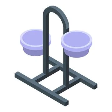 Double pet bowl with stand isometric icon vector illustration Stock Illustration