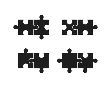 Double piece flat puzzle set vector Stock Illustration