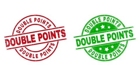 DOUBLE POINTS Round Badges Using Corroded Texture Illustration