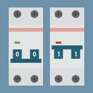 Double pole circuit breaker set Stock Illustration