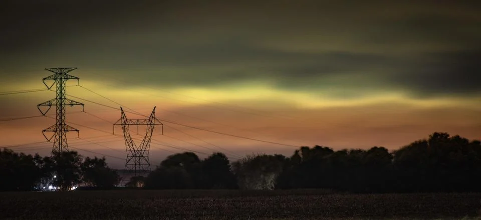 Double Power lines Stock Photos