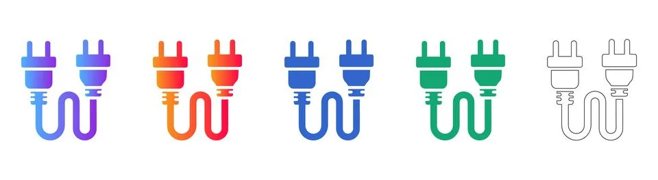 Double Power Plug Connector Icon Set Stockillustratie