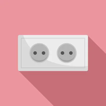 Double power socket icon, flat style Stock Illustration