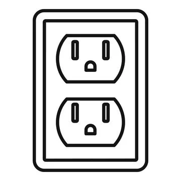 Double power socket icon, outline style Stock Illustration