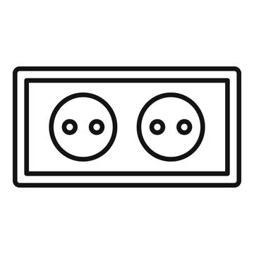 Double power socket icon, outline style Stock Illustration