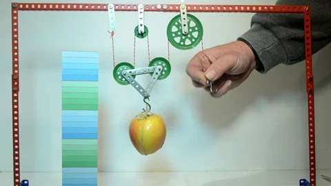 Double pulley block model demonstration. Stock Footage 90176189