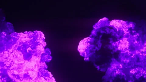 Double purple explosion on a black background. 3D visual effects simulation Stock Footage 329968811