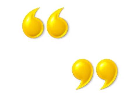 Double quote mark 3d icons. Set of quotation marks, yellow double comma sign Stock-Illustration