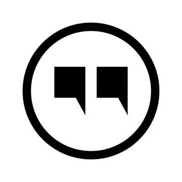A double quote mark surrounded by a circle. Stock Illustration