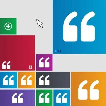 Double quotes at the beginning of words icon sign. buttons. Modern interface web Stock Illustration