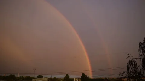 Double Rainbow on background of blue sky Stock Footage 71140773