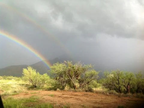Double Rainbow on the Border Stock Photos