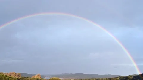 Double rainbow in nature Stock Footage 167304136