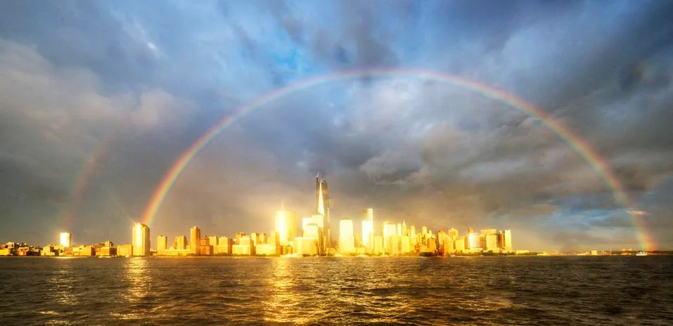 Double Rainbow in NYC Stock Photos