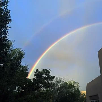 Double rainbow over Santa Fe, New Mexico Stock Photos