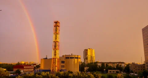 Double rainbow pink sunset Stock Footage 113275131