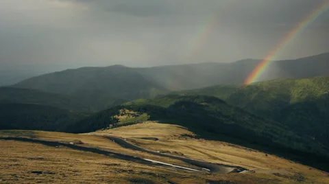 Double rainbow scenery Stock Footage 56977025