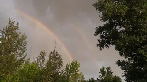 Double rainbow in the sky Video stock 137657018