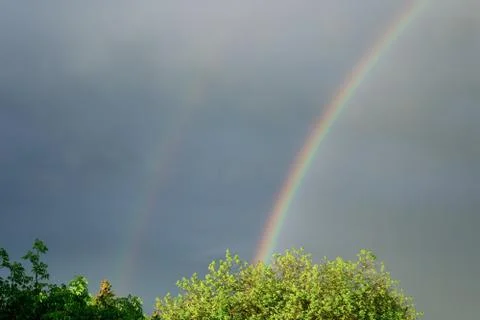 Double rainbow in the sky Stock Photos
