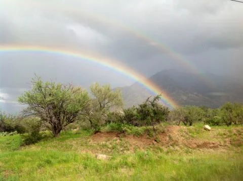 Double Rainbow in the Sonoran Desert Stock Photos