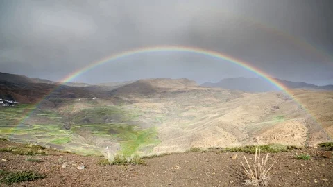 A double rainbow in Spiri Valley Stock Footage 75887678