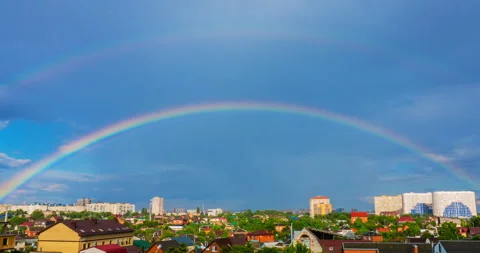 Double rainbow of the urban landscape Stock Footage 112691359