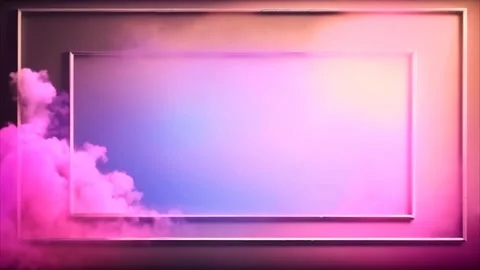 Double, rectangular, white frames on a dark background and pink smoke comin.. Stock Footage 273954722