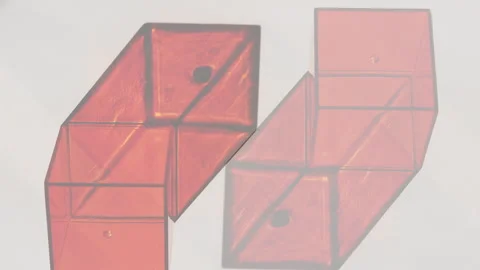 Double Red 3D Cubes Merging into a Rectangle Stock Footage 305064334