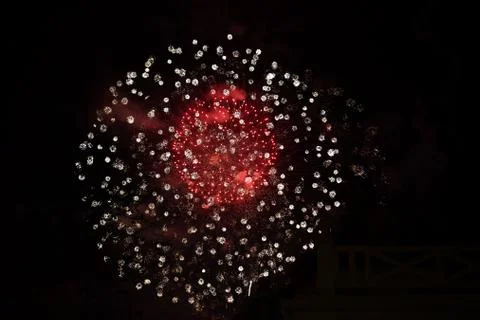 Double red and white firework Stock Photos