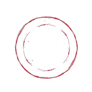 Double red circle hand drawn. Round line drawing sketch Stock Illustration