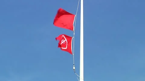 Double Red Flag Stock Footage 11428897