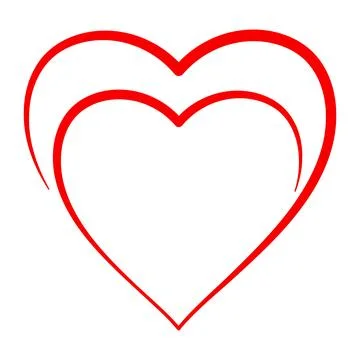 Double red heart outlines symbolizing layered emotional connection love bon.. Illustrazione stock
