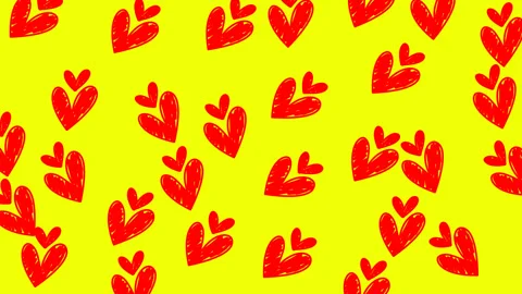 Double red love doodle over yellow background Stock Footage 318529353