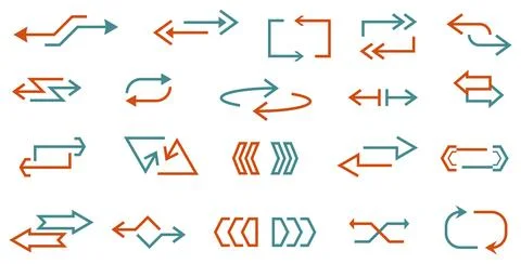 Double reverse arrow. Exchange and repetition symbol, replace icons, transfer or Stock Illustration