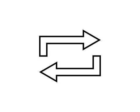 Double reverse arrow, replace icon, exchange linear sign on white background  Stock Illustration