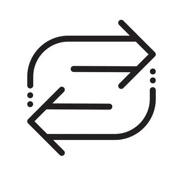 Double reverse arrow, replace icon Line black vector business concept refresh Stock Illustration