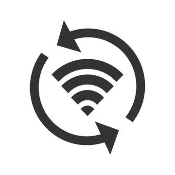 Double Reverse wifi icon. Network reboot symbol. Sign app button vector. Stock Illustration