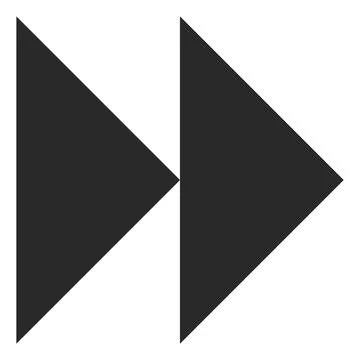 Double right pointing black arrow. Fast forward icon Stock Illustration