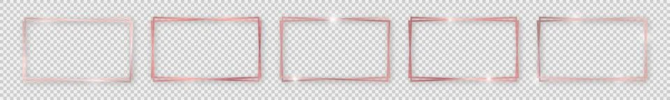 Double rose gold shiny rectangular frame Illustrazione stock