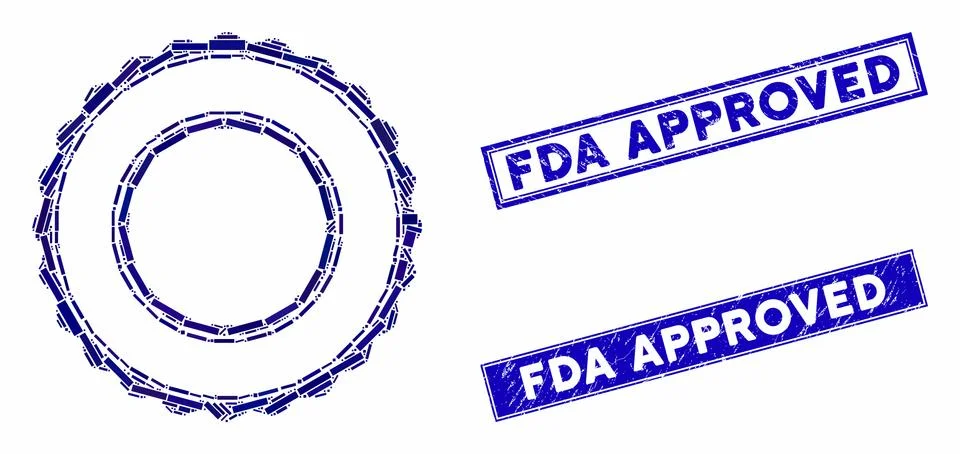 Double Rosette Circular Frame Mosaic and Distress Rectangle Seals Illustrazione stock