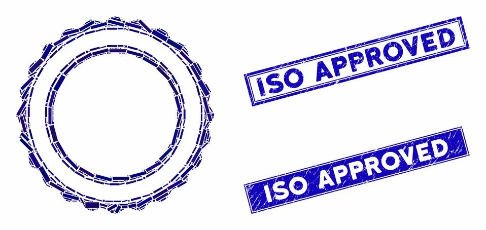 Double Rosette Circular Frame Mosaic and Distress Rectangle Stamp Seals Stock Illustration