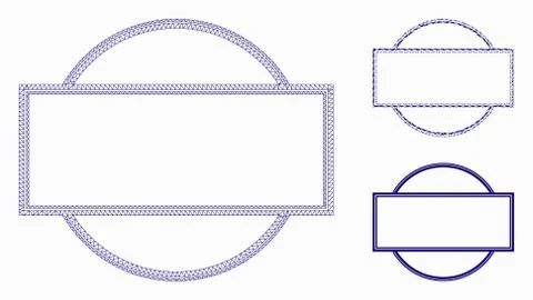 Double Round and Rectangle Frame Vector Mesh Wire Frame Model and Triangle Stock Illustration