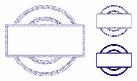 Double Round and Rectangle Frame Vector Mesh 2D Model and Triangle Mosaic Icon Stock Illustration