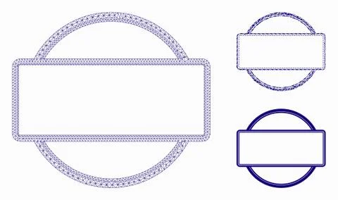 Double Round and Rectangle Frame Vector Mesh Wire Frame Model and Triangle イラスト素材
