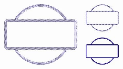 Double Round and Rectangle Frame Vector Mesh Network Model and Triangle Mosaic Stock Illustration