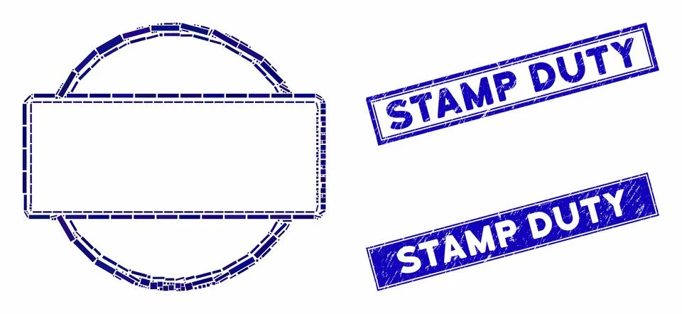 Double Round and Rectangle Frame Mosaic and Distress Rectangle Stamp Duty Stamp Stock Illustration