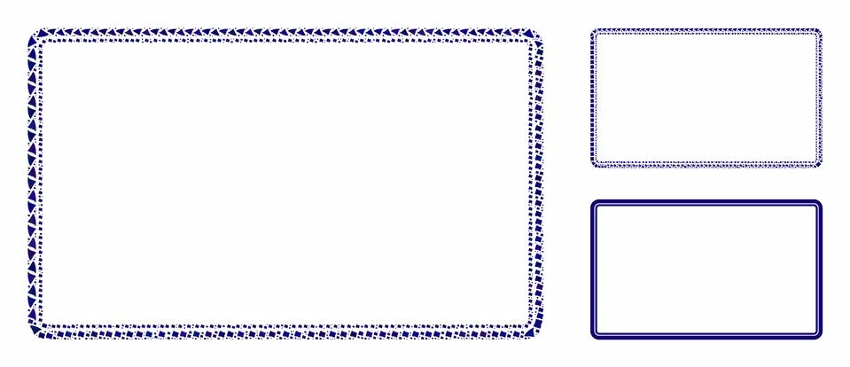 Double rounded rectangle frame Composition Icon of Inequal Elements Illustrazione stock